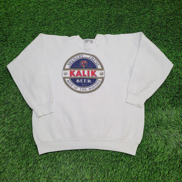Vintage 90s Kalik Beer Sweatshirt Womens XL 22x22 Boxy White - Picture 1 of 16